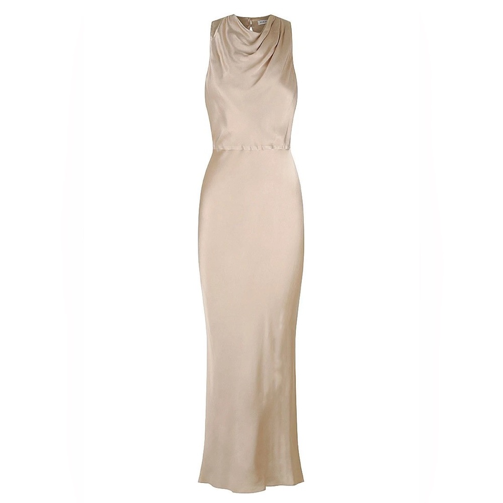 Shona Joy La Lune High Neck Midi Dress – Gold, Cocktail, Evening, Elegant, Sz 4 - Picture 6 of 16
